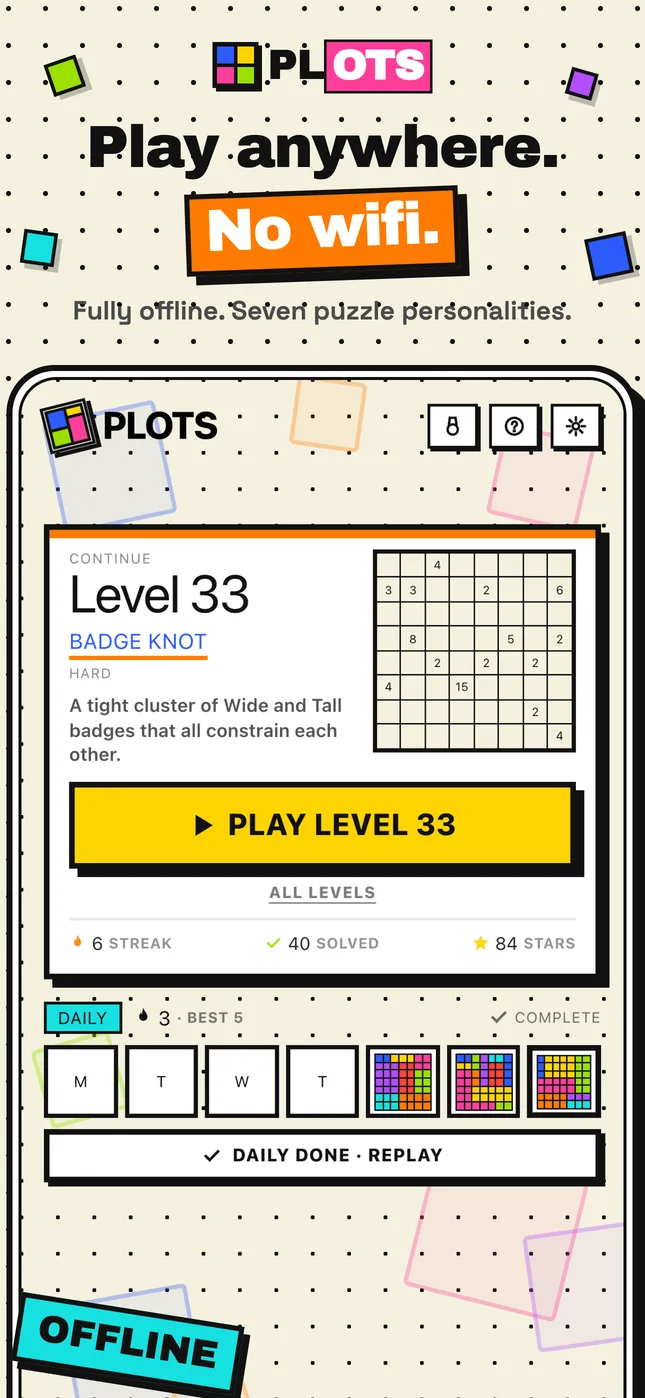 Play anywhere, no wifi — a hard-tier level